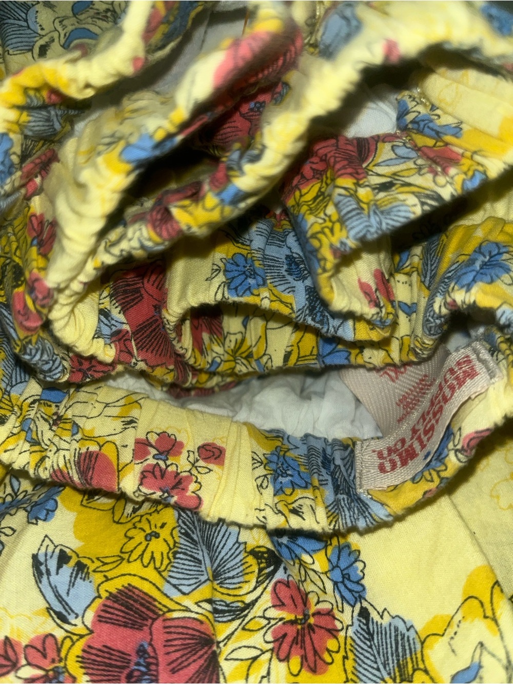 Mossimo Supply Co. Yellow Tiered Midi Skirt with Red & Blue Floral Print - Picture 5 of 8